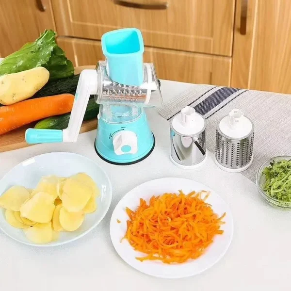 3-in-1 Vegetable Cutter Manual Rotary Cheese Grater Vegetable Cutter Hand Cranked Potato Slicer Multifunctional Kitchen Gadgets - Image 3