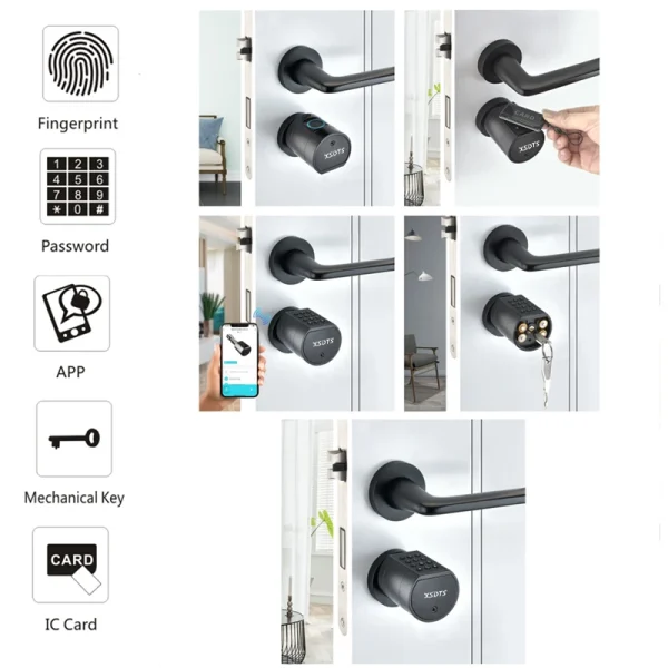 Tuya APP Fingerprint Cylinder Electronic Smart Door Lock Digital Keypad Code Key Card Remote Control Adjustable Home Apartment - Image 3