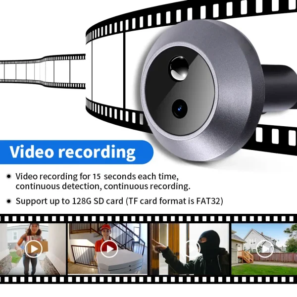 Yuezhe Mini Peephole Smart Wireless Door Viewer Camera PIR Motion Light Screen Alarm 2.8 inch Eye 2000mAh Type C charge NO WIFI - Image 6