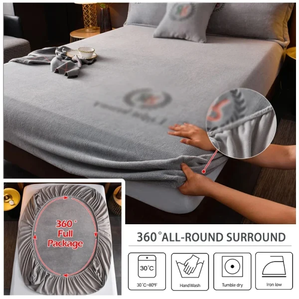 Thicken Velvet Bed Cover Elastic Bed Sheets Set Mattress Cover Soft Queen King Solid Color 90/150/x200 For Free Shipping - Image 2