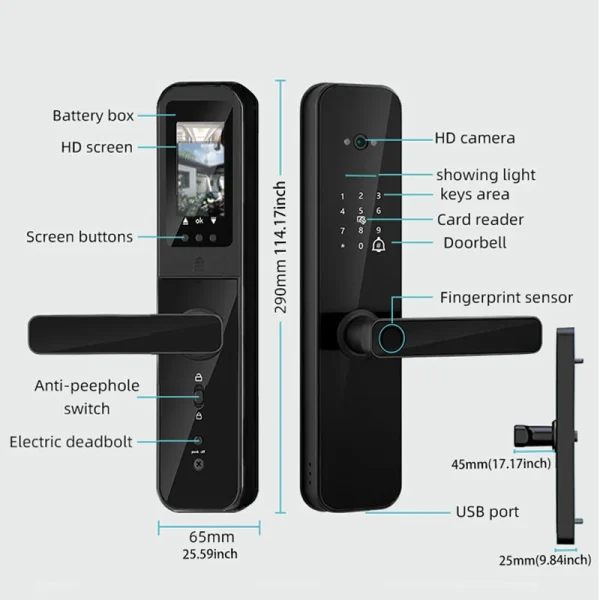 PHIPULO Tuya Wifi Digital Electronic Smart Door Lock With Biometric Camera Fingerprint Keyless Entry Hotel Apartment Locks - Image 6