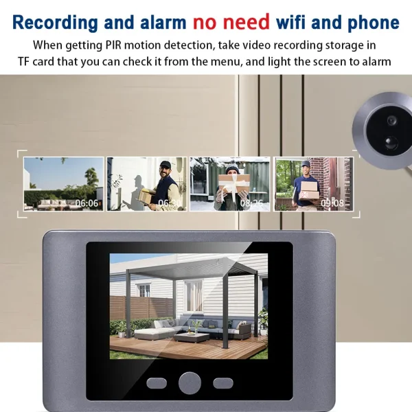 Yuezhe Mini Peephole Smart Wireless Door Viewer Camera PIR Motion Light Screen Alarm 2.8 inch Eye 2000mAh Type C charge NO WIFI - Image 5