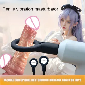 Men's vibrating masturbator electric masturbation ring training and relaxation device fascia gun adult head sex toy