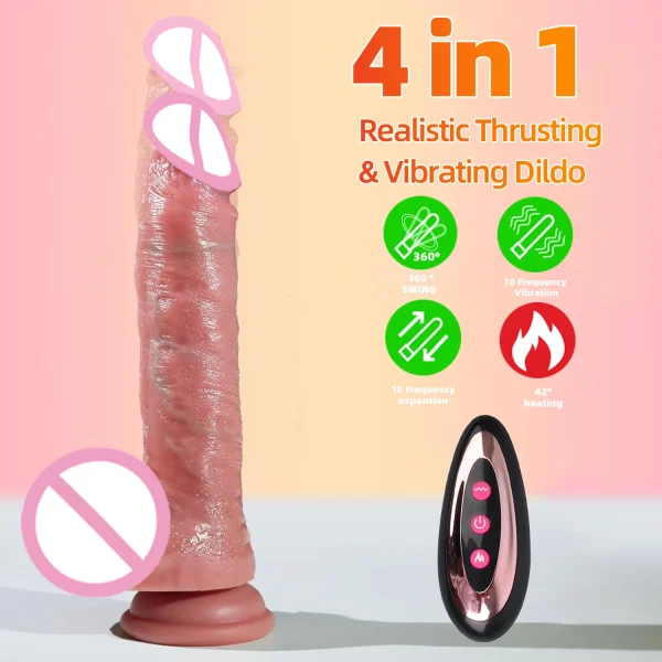 Thrusting Dildos Vibrator Telescopic Penis Remote Control Silicone Cock Massager Female Masturbator Adult Sex Toys For Women 18+