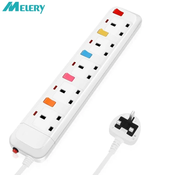Melery Power Strip Surge Protection UK Electric Plug Adapter 2m Extension Lead 4 Gang/Way 2 USB Mountable Individually Switched