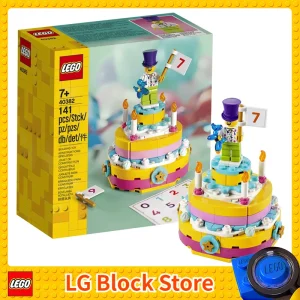 LEGO 40382 Birthday Cake Set Minifigure and Sticker Sheet for Numbers for Children's Kids Birthday Gift (141 Pieces)