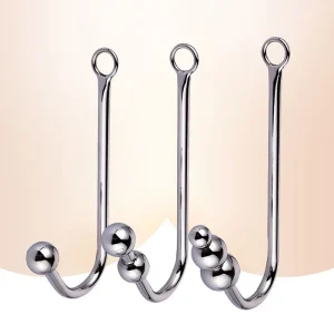 Stainless Steel Anal Hook with Anal Bead Hole Metal Butt Hook Anal Plug - BDSM Adult Sex Toy for Couples & Gay