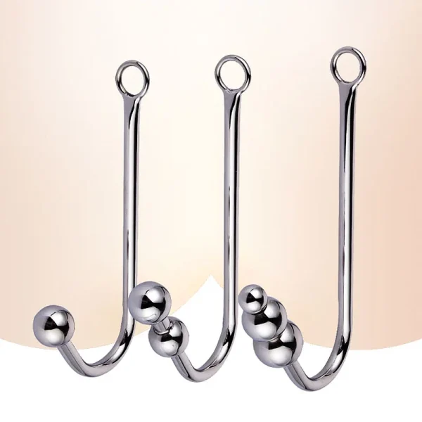 Stainless Steel Anal Hook with Anal Bead Hole Metal Butt Hook Anal Plug - BDSM Adult Sex Toy for Couples & Gay