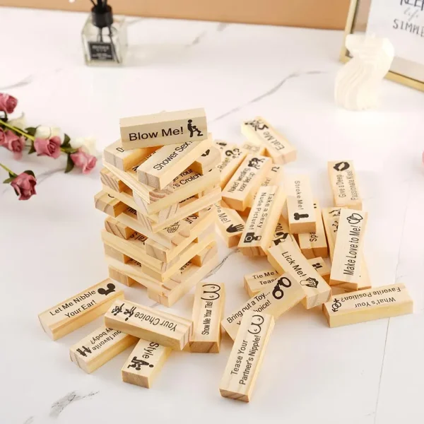 Stacking Games 48Pcs for Adult Exciting Sex, Block Tower Game for Couples, Valentine Tumbling Game Adults Couples Night Party