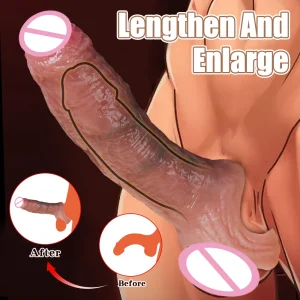 Penis Cock Sleeve Male Sex Toy Penis Enlarger Extender for Men Realistic Dildo Penis Ring to Lock the Sperm Male Penis Training