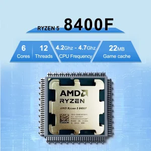 AMD Ryzen 5 8400F R5 8400F 4.7GHz 6-Core 12-Thread 4NM DDR5 CPU 100-000001591 Socket AM5 TDP 65 New but without fan For Desktop