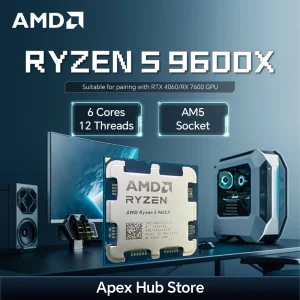 AMD Ryzen 5 9600X Up to 5.7GHz 65W TDP AM5 Socket 6 Cores 12 Threads Support CPU OC 1080P Game High Frame Rate CPU No Fan