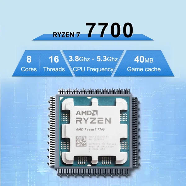 AMD Ryzen 7 7700 R7 7700 7000 Series 5.3GHz 8-Core 16-Thread L3=32MB 5NM DDR5 CPU Integrated Graphics Socket AM5 New but no fan