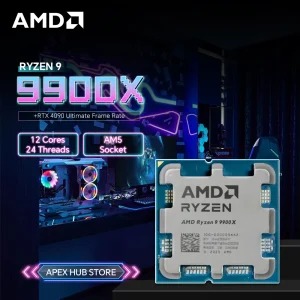 AMD Ryzen 9 9900X Up to 5.6GHz Zen 5 65W TDP 12 Cores 24 Threads Support CPU OC High Gaming Performance CPU No Fan
