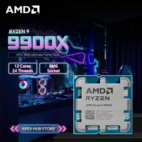 AMD Ryzen 9 9900X Up to 5.6GHz Zen 5 65W TDP 12 Cores 24 Threads Support CPU OC High Gaming Performance CPU No Fan
