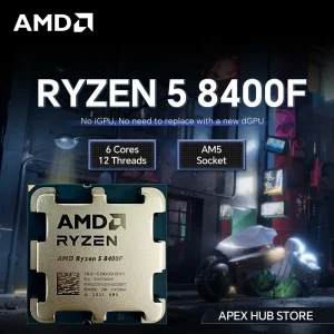 AMD Ryzen 5 8400F Up to 5.1GHz 65W TDP AM5 Socket 6 Cores 12 Threads Support PCIe 4.0 Multi Tasking Office+PC Game CPU No Fan