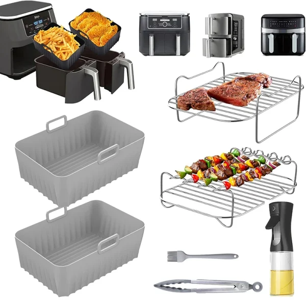 Air Fryer Accessories Silicone Molds /Racks /Oil Spray for Ninja Foodi AF500EU, AF400EU, AF300EU, Double Stack XL SL400EU