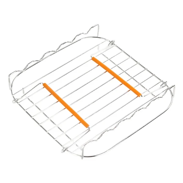 Stainless Steel Airfryer Grill Rack 8 Inch Versatile Stainless Steel Roasting Grill With Skewers Baking Tray Airfryers Holder
