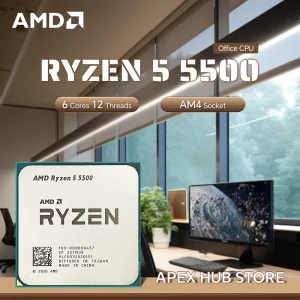 AMD R5 5500 6 Cores 12 Threads Up to 4.2GHz 65W TDP Zen 3 Performance Supports PCIe 3.0 Desktop Office CPU