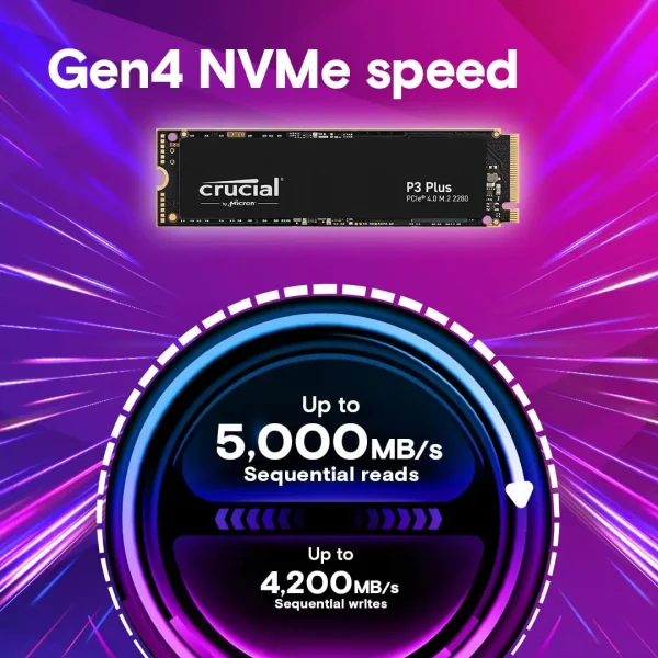 Crucial P3 Plus SSD 500GB 1TB M.2 NVMe PCIe Gen4 Internal SSD - Image 3