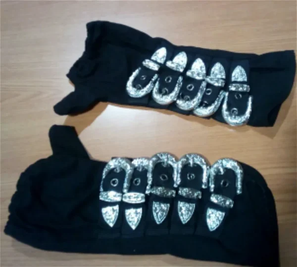 Retro Michael bandage Black Metal Black Buckle Alloy Fashion Punk Club Gloves - Image 3
