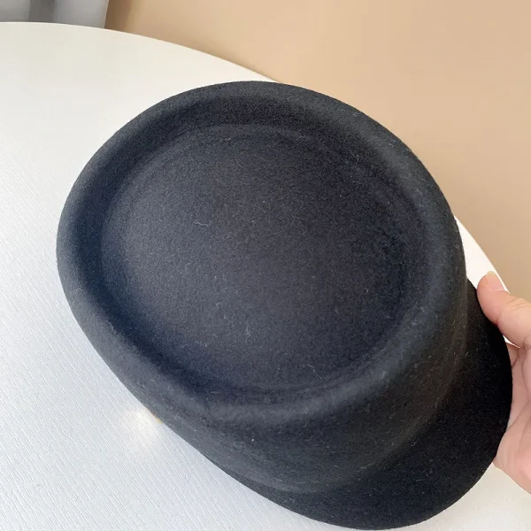 Winter Plain Wool Cap Hats for Women Men Cadet Cap Military Army Style Hat Ring Top Hat with Adjustable Strap - Image 6