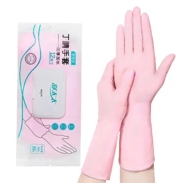 30PCS Light Pink Disposable Nitrile Gloves Waterproof Anti-static Durable Light Pink Gloves for Kitchen Cooking Tools - Image 3