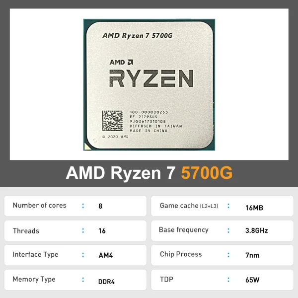 New AMD Ryzen 7 5700G R7 5700G CPU placa de video Desktop Integrated Chips GPU Game Office CPU Socket AM4 Processor процессор - Image 4