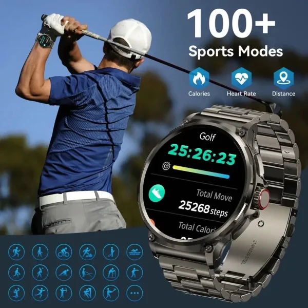 2024 New 1.85 Inch Rugged Military Fitness Smart Watch Men For Android Xiaomi IOS GPS Track smartwatch 710 Mah Battery 400+Dial - Image 5