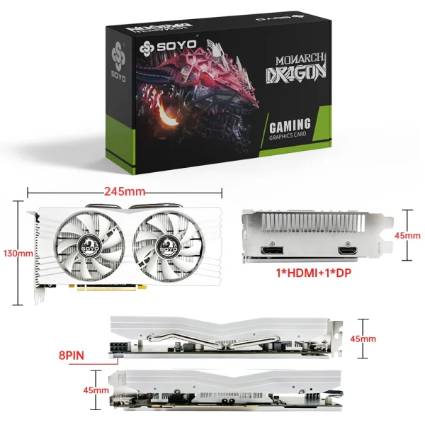 SOYO AMD Radeon RX580 8G Graphics Cards GDDR5 Memory Video Gaming Card PCIE3.0x16 HDMI DP*2 for Desktop Computer Components - Image 2
