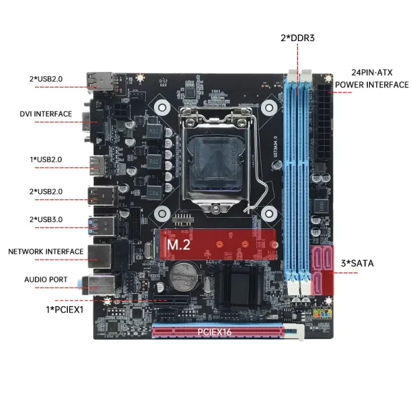 MOUGOL H81M Gaming Motherboard Dual Channel DDR3 M.2 NVME PCIEx16 HDMI VGA Interface LGA 1150 Supports Intel Core 4th Gen CPU - Image 4