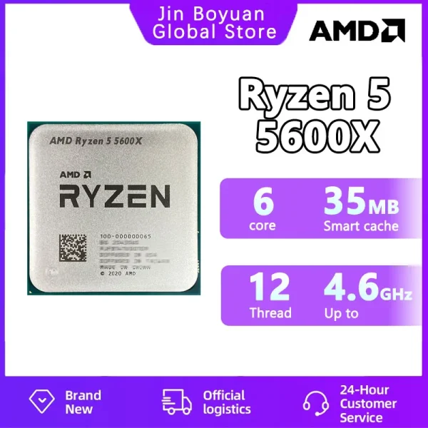 New AMD Ryzen 5 5600X R5 5600X 3.7 GHz 6-Core 12-Thread CPU 7NM 65W L3=32M 100-000000065 Socket AM4 - Image 2