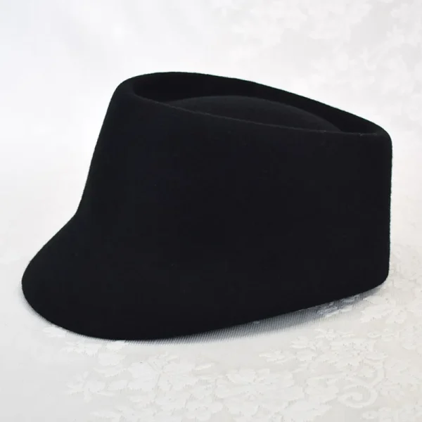Winter Plain Wool Cap Hats for Women Men Cadet Cap Military Army Style Hat Ring Top Hat with Adjustable Strap - Image 3