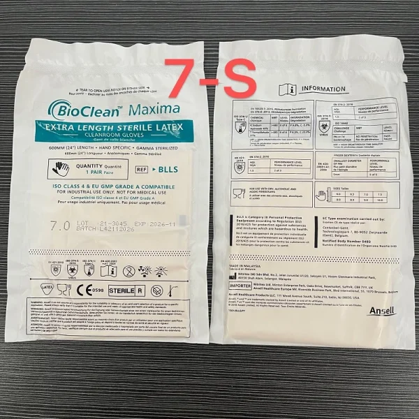 Ansell BioClean Maxima BLLS(1 pair) Disposable Latex Cleanroom Glove(60cm/24') ISO Level 4 & EU GMP A Level full arm protection - Image 2