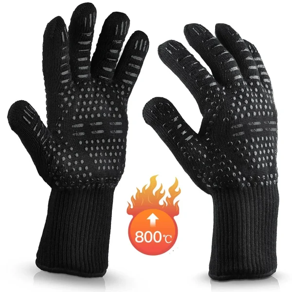 2pcs Fireproof Gloves Barbeque Kevlar 500 Degree BBQ Flame Retardant Fireproof Oven Gloves for Heat Insulation Microwave Oven - Image 4