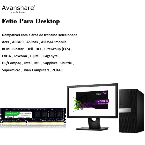 Avanshare Ram Memory DDR5 DDR4 DDR3 16GB 8GB 4GB 1600 2400 2666 3200 5600MHz Desktop Memoria For All Motherboards Intel AMD Rams - Image 4