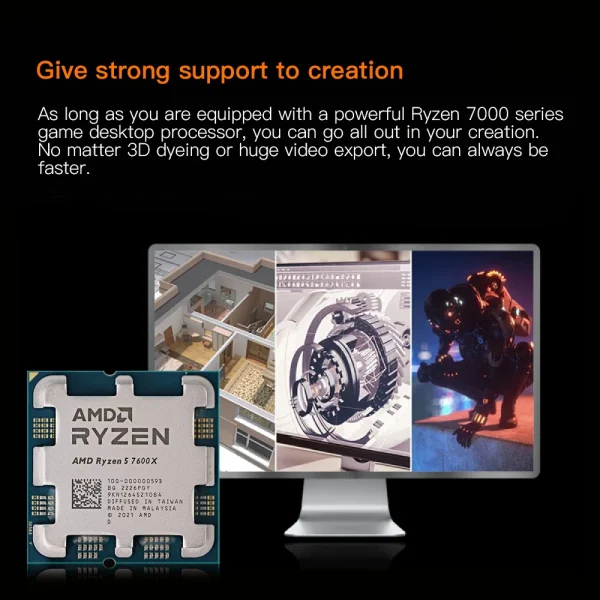 AMD Ryzen 5 7600X CPU 6-Core 12-thread Desktop Computer Ryzen 5 7600X Processor 100-000000593 5.3Ghz L3=32MB Authentic Brand NEW - Image 4