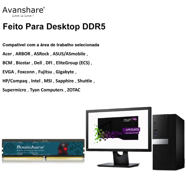 Avanshare DDR5 Ram Memory 32GB 16GB 8GB 4800MHz 5600MHz PC5 Desktop 1.1V UDIMM Memória Memory For Motherboards PC Intel AMD Rams - Image 4