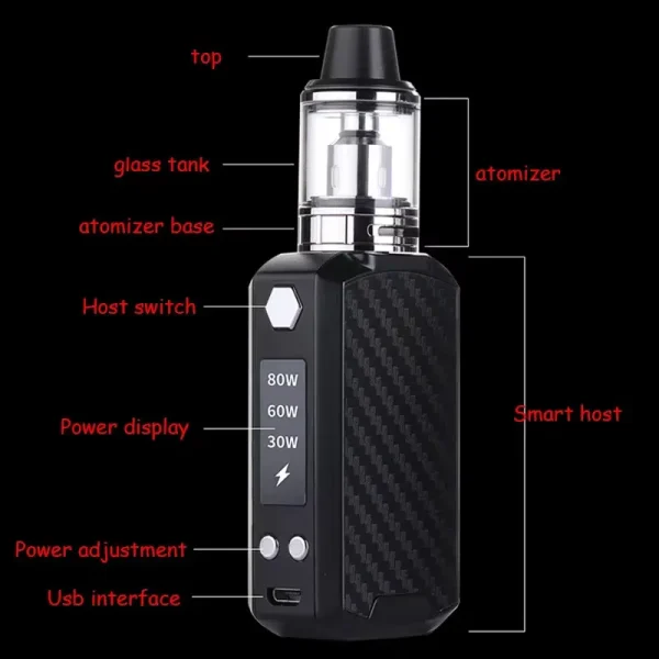 E-Cigarette 80W Vape Box Mod Vape Kit 2.5ml Tank 2200MAh Build-in Battery Vaporizer Electronic Cigarette Vape Pen Smoke Ecig - Image 5