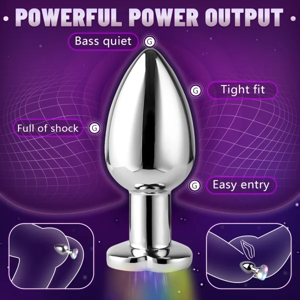 Remote Vibrating Heart-Shaped App Control Man and Woman Metal Anal Plug Adult Luminous Electric Anal Dildo Couple Intimate Toys - Image 4