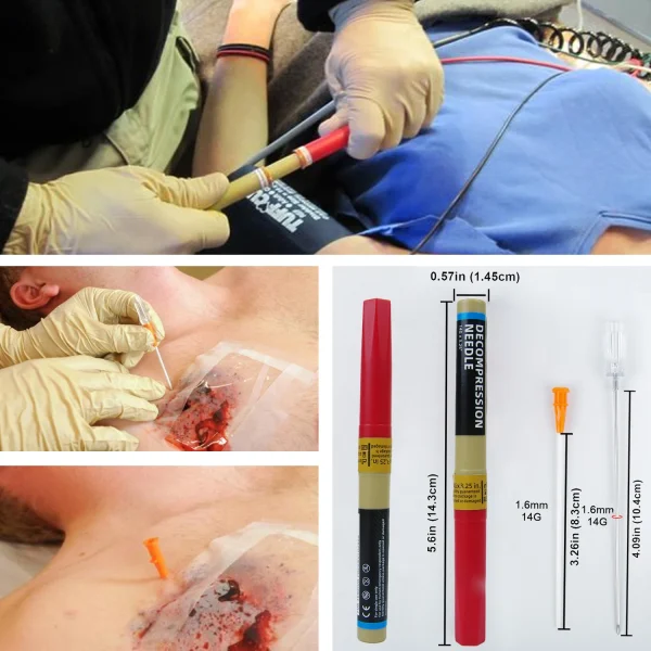Sanke Rescue Pneumothorax Needle Trauma Medical Ifak Chest Cathether Needlecatheter 50g Needle Decompression Edc First Aid Kit - Image 6