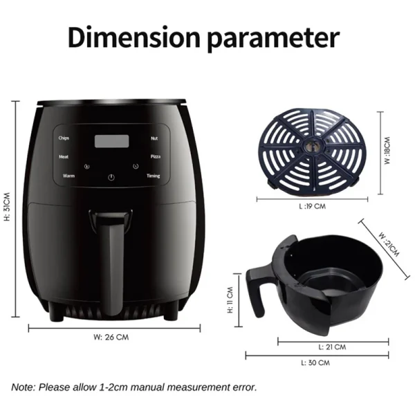 6L air fryer Household large capacity multi-function hot convection oven oil free fryer LED touch 1400W - Image 6