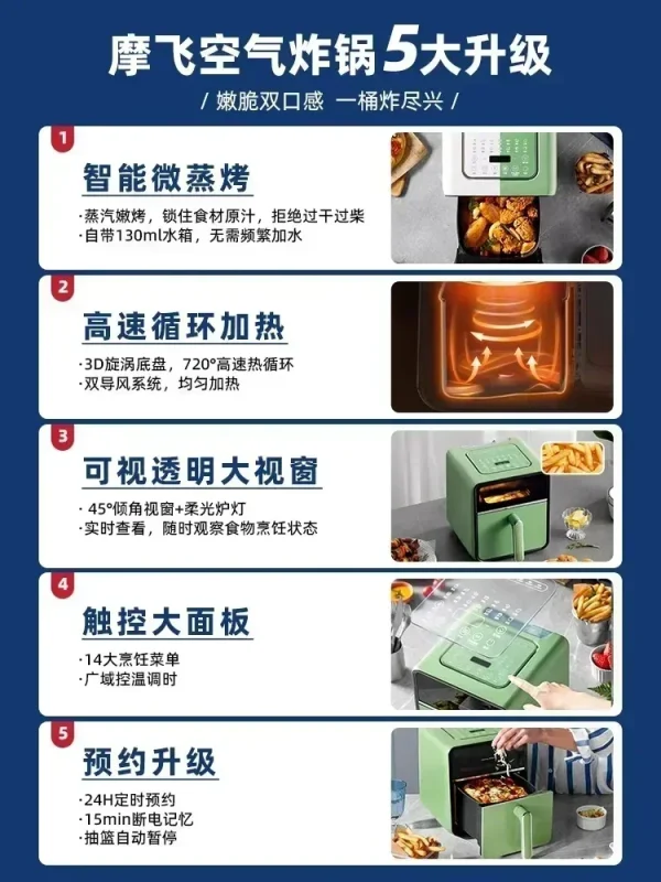 Large Capacity Mofei Multifunctional Household Air Fryer with Visible Window Electric Oil Free Frying Pan - Image 5