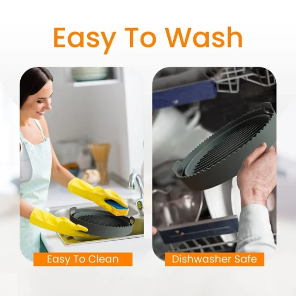 Air Fryer Silicone Shape Basket Tray Set Round Airfryer Grill Rack Accessories Reusable Foldable Bpa Free AirFryer Mold Liner - Image 5