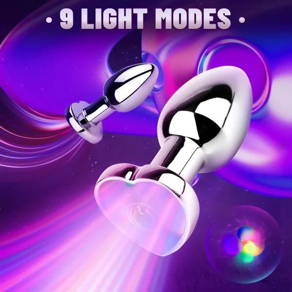 Remote Vibrating Heart-Shaped App Control Man and Woman Metal Anal Plug Adult Luminous Electric Anal Dildo Couple Intimate Toys - Image 5