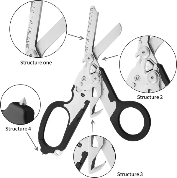 Tactical Mini Emergency Response Rescue Scissor Raptors Shears Portable EMT Folding Scissors Outdoor Survival First Aid Kit Tool - Image 4