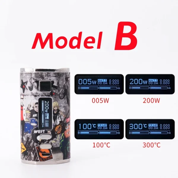 200W Electronic Cigarette Kits Vape Box Mod Vaper Smoke Vaporizer 4400mah Battery OLED Screen 5.0ml Dead Rabbit RTA Dual Coils - Image 2