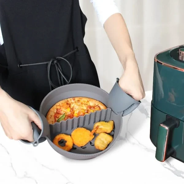 Air Fryer Silicone Shape Basket Tray Set Round Airfryer Grill Rack Accessories Reusable Foldable Bpa Free AirFryer Mold Liner - Image 2
