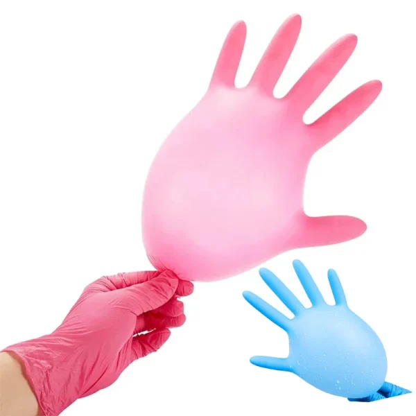 Pink Nitrile Disposable Gloves 20/50PCS Powder & Latex Free Gloves for Kitchen Cooking Household Beauty Petcare Hair Dye Gloves - Image 2