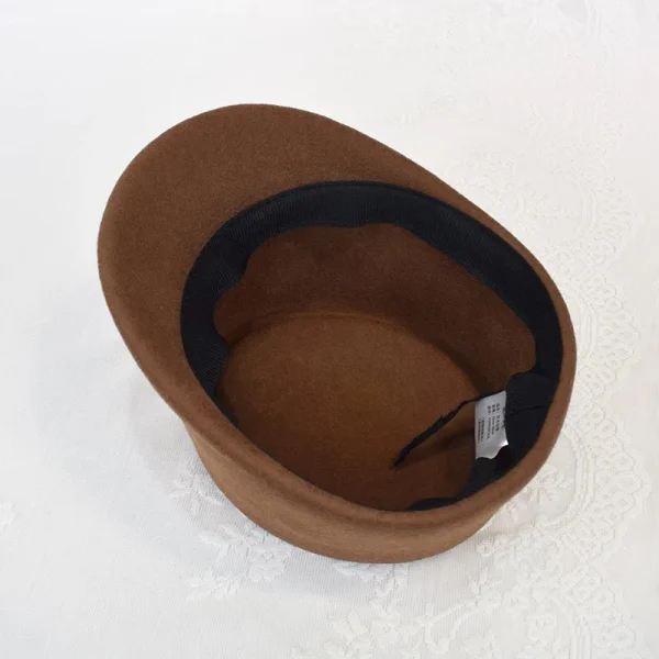 Winter Plain Wool Cap Hats for Women Men Cadet Cap Military Army Style Hat Ring Top Hat with Adjustable Strap - Image 5
